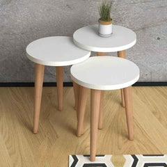 Home CanvasHome Canvas Roma Nested Coffee Table Set with Wooden Legs - Telephone Stand Coffee Table 