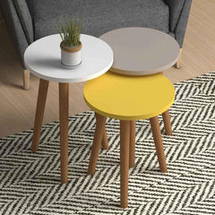 Home CanvasHome Canvas Roma Nested Coffee Table Set with Wooden Legs - Telephone Stand Coffee Table 