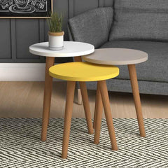 Home CanvasHome Canvas Roma Nested Coffee Table Set with Wooden Legs - Telephone Stand Coffee Table 