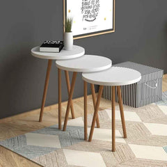Home CanvasHome Canvas Roma Nested Coffee Table Set with Wooden Legs - Telephone Stand Coffee Table 