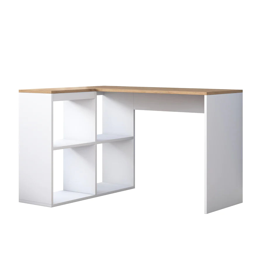 Home Canvas Furniture Trading LLC.Home Canvas Study Office Computer Desk Corner Table with 4 Shelves 120cm White - Walnut Computer Table 
