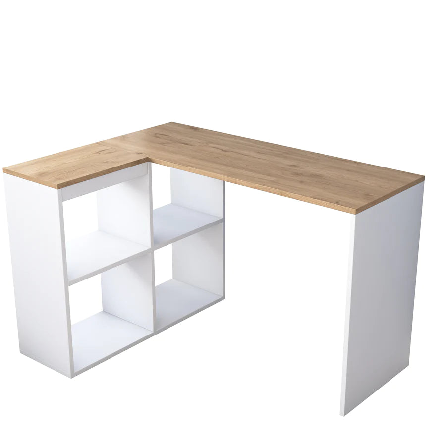 Home Canvas Furniture Trading LLC.Home Canvas Study Office Computer Desk Corner Table with 4 Shelves 120cm White - Walnut Computer Table 