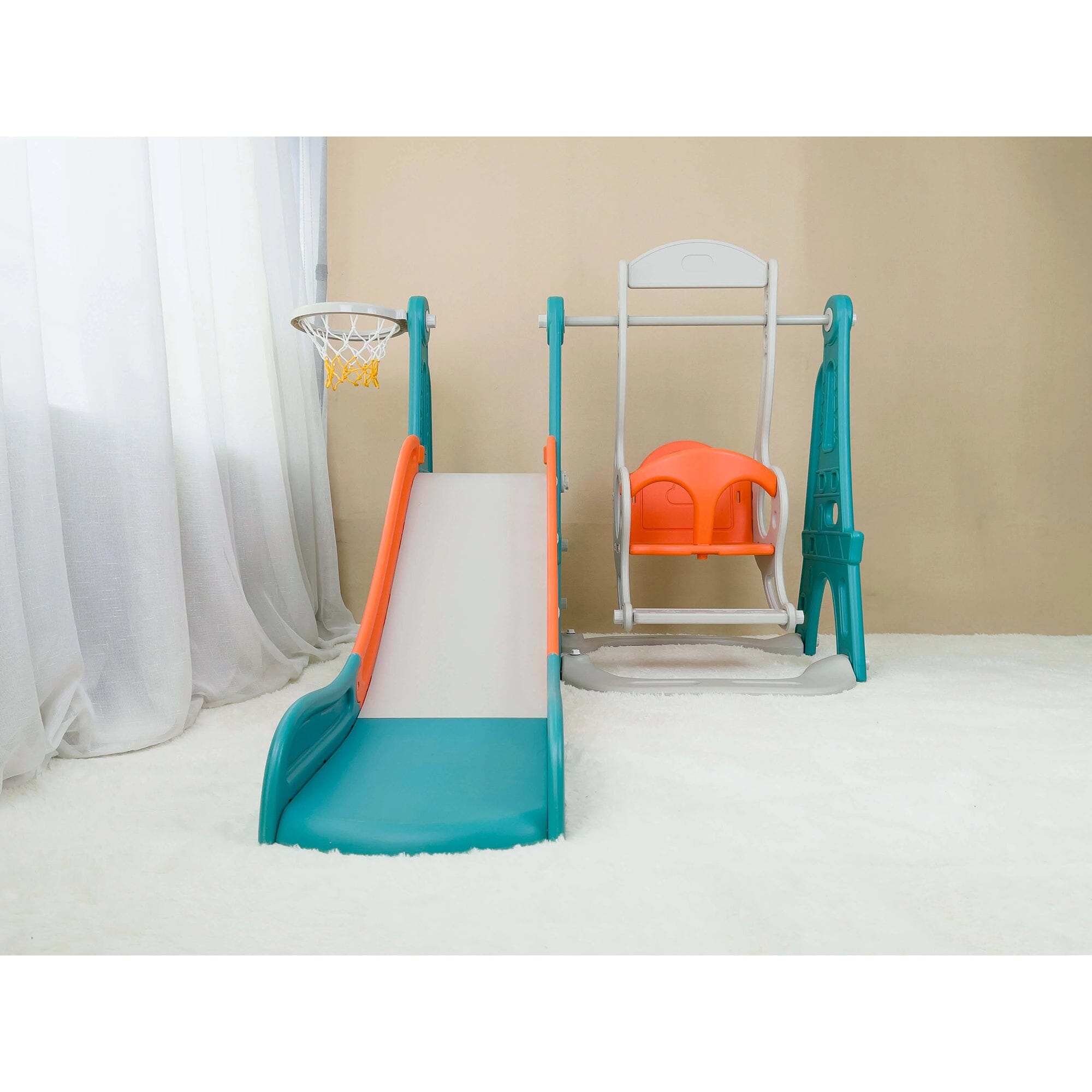 Home CanvasHome Canvas Toddler Climber And Swing Set | 3 In 1 Kids Play Climber Slide Playset Indoor Outdoor Playground Toy With Basketball Hoops Activity Center In Backyard -Multicolor (Large 3 In 1) Living Room Furniture Sets 