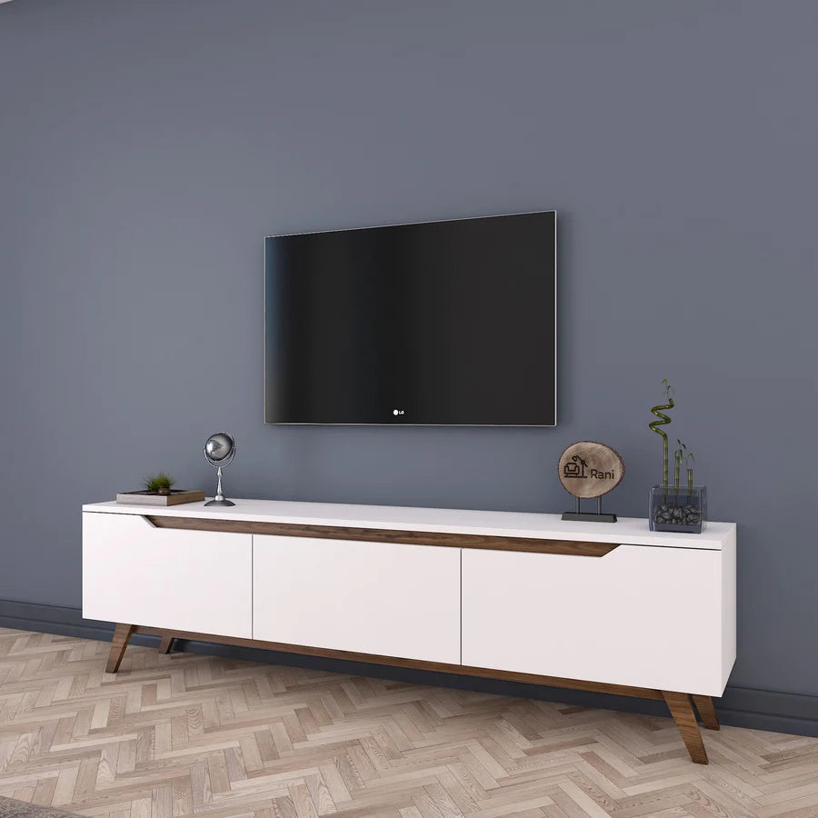 Home Canvas Furniture Trading LLC.Home Canvas TV Unit Modern Free Standing TV Stand 180 cm - White and Walnut TV Stand 