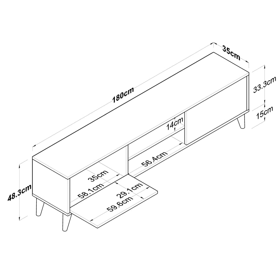 Home Canvas Furniture Trading LLC.Home Canvas TV Unit Modern Free Standing TV Stand 180 cm - White TV Stand 