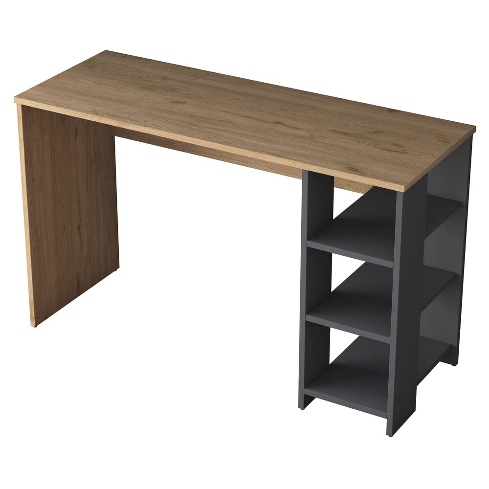 Home CanvasHome Canvas Working Office Home Office Computer Desk With Shelves - Walnut and Grey Computer Desk 