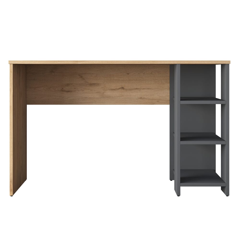 Home CanvasHome Canvas Working Office Home Office Computer Desk With Shelves - Walnut and Grey Computer Desk 