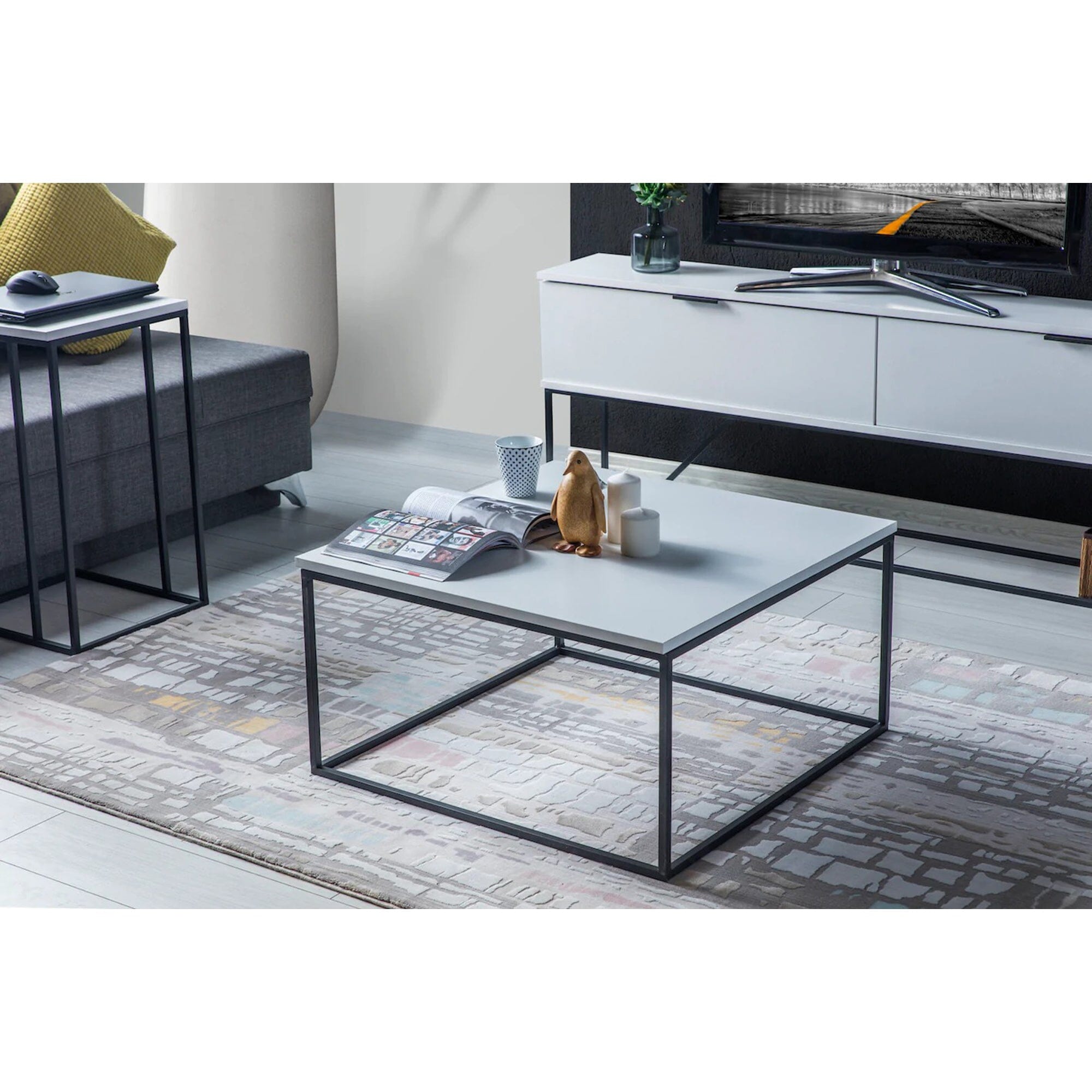 Home CanvasHome Canvas Zen Square Coffee table Center table for living room study room Black Coffee Table 