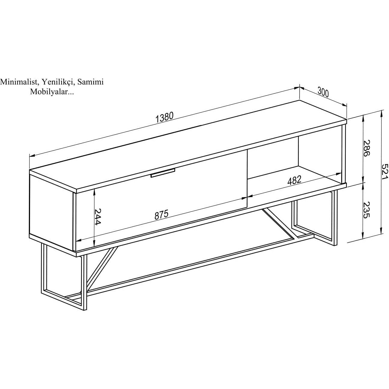 Home CanvasHome Canvas Zen TV Unit Media unit Living Room 138cm long Walnut TV Unit 