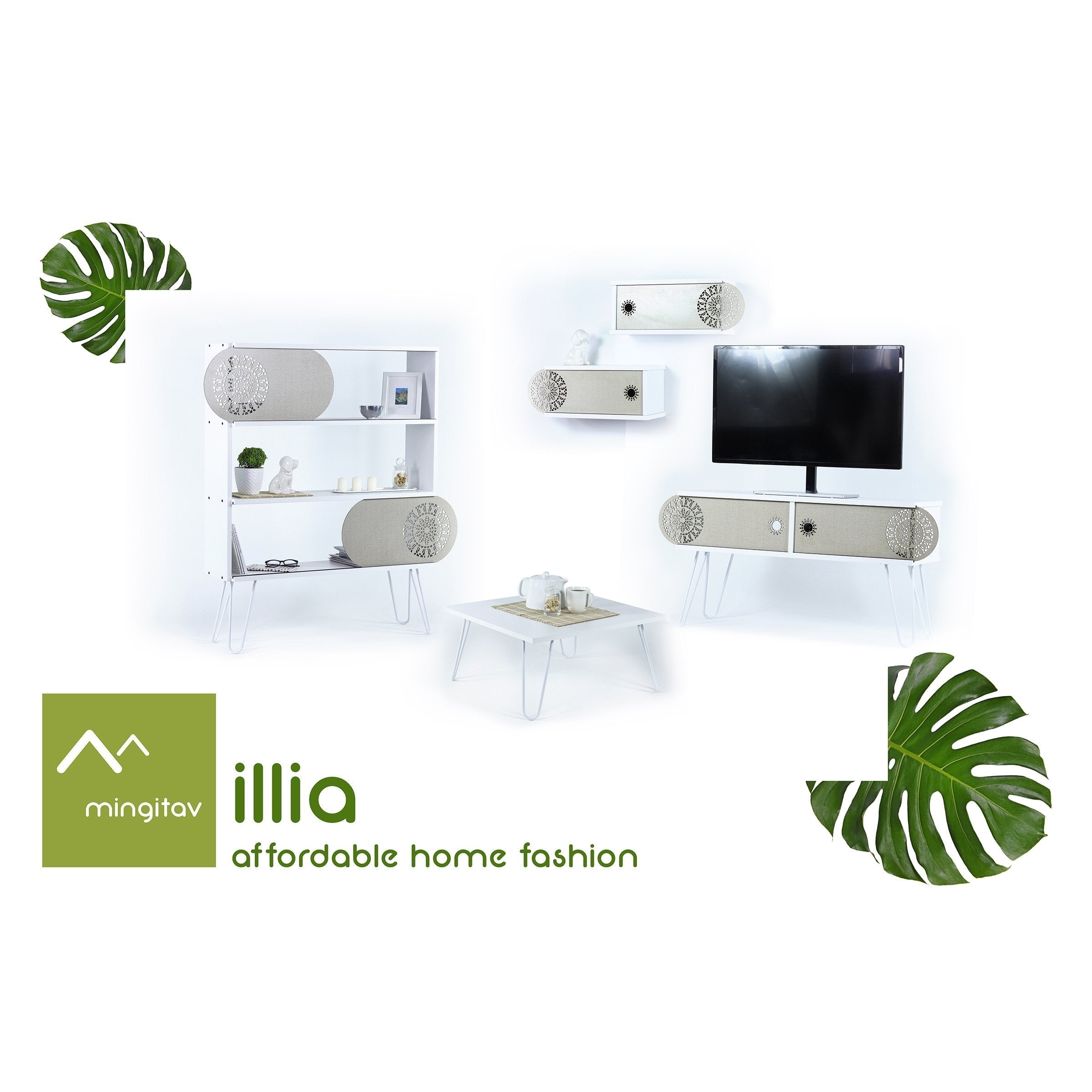 Home Canvas Furniture Trading LLC.Illia Tv Unit Large -Oak/White TV Unit 