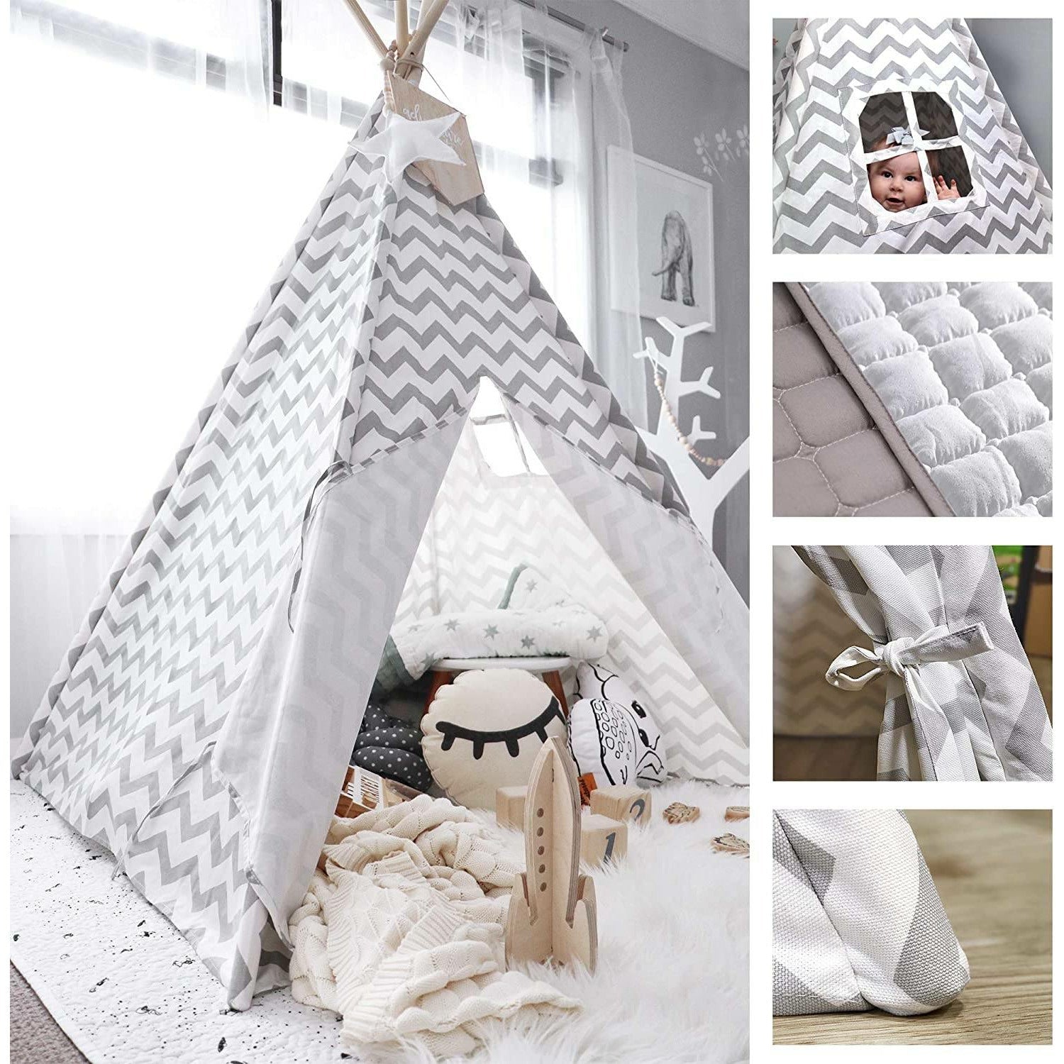 Home Canvas Furniture Trading LLC.Kids 4 walls teepee tent-Cloud Pink Play Tents 