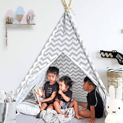 Home Canvas Furniture Trading LLC.Kids 4 walls teepee tent -Grey stripe Play Tents 