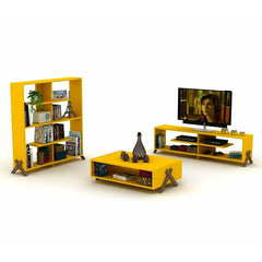 Home Canvas Furniture Trading LLC.Kipp Book Shelf - Walnut/Yellow Book Shelf 