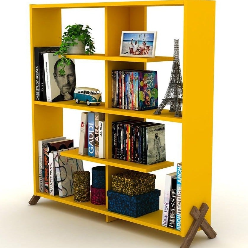 Home Canvas Furniture Trading LLC.Kipp Book Shelf - Walnut/Yellow Book Shelf 