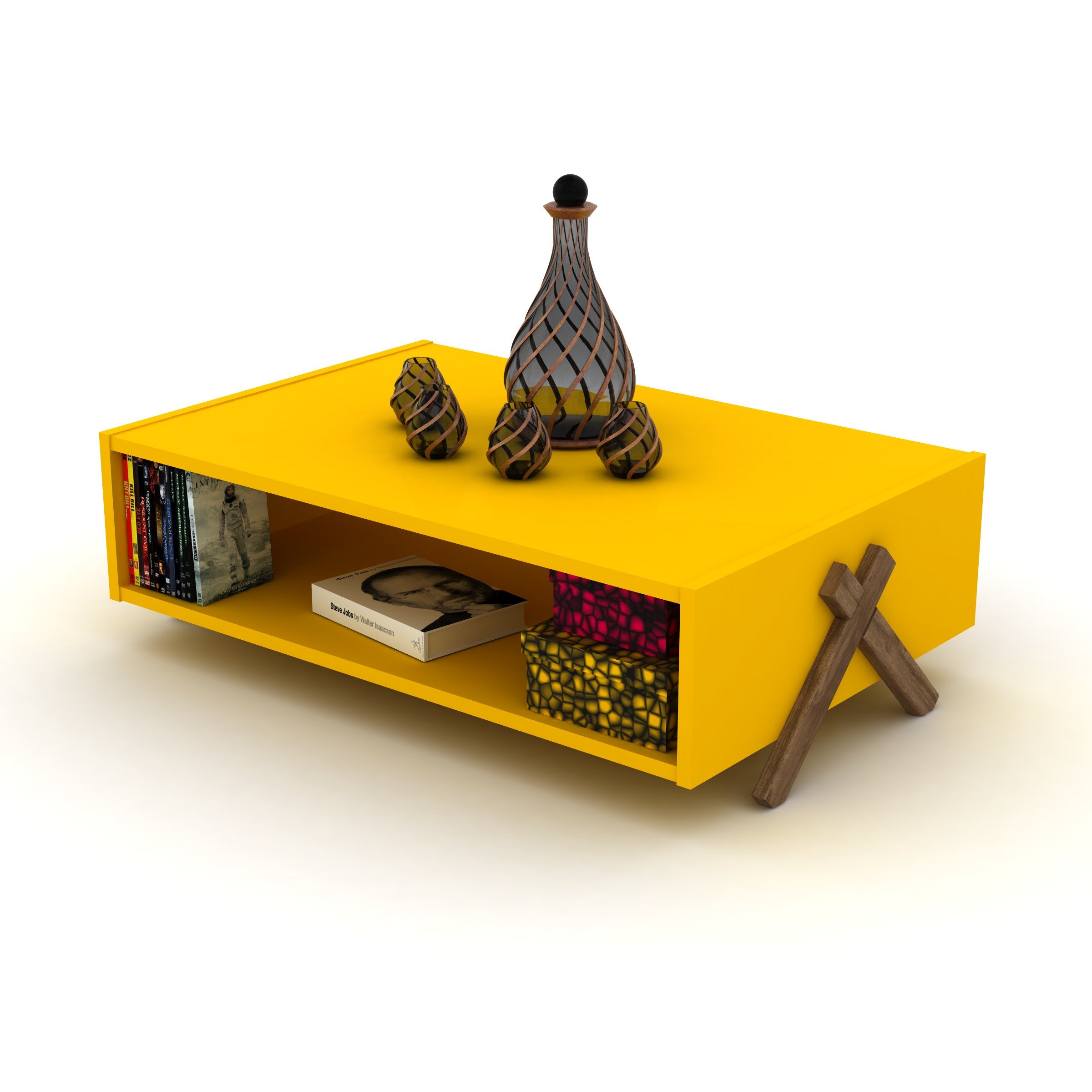 Home Canvas Furniture Trading LLC.Kipp Modern Coffee Table Walnut-Yellow Coffee Tables 