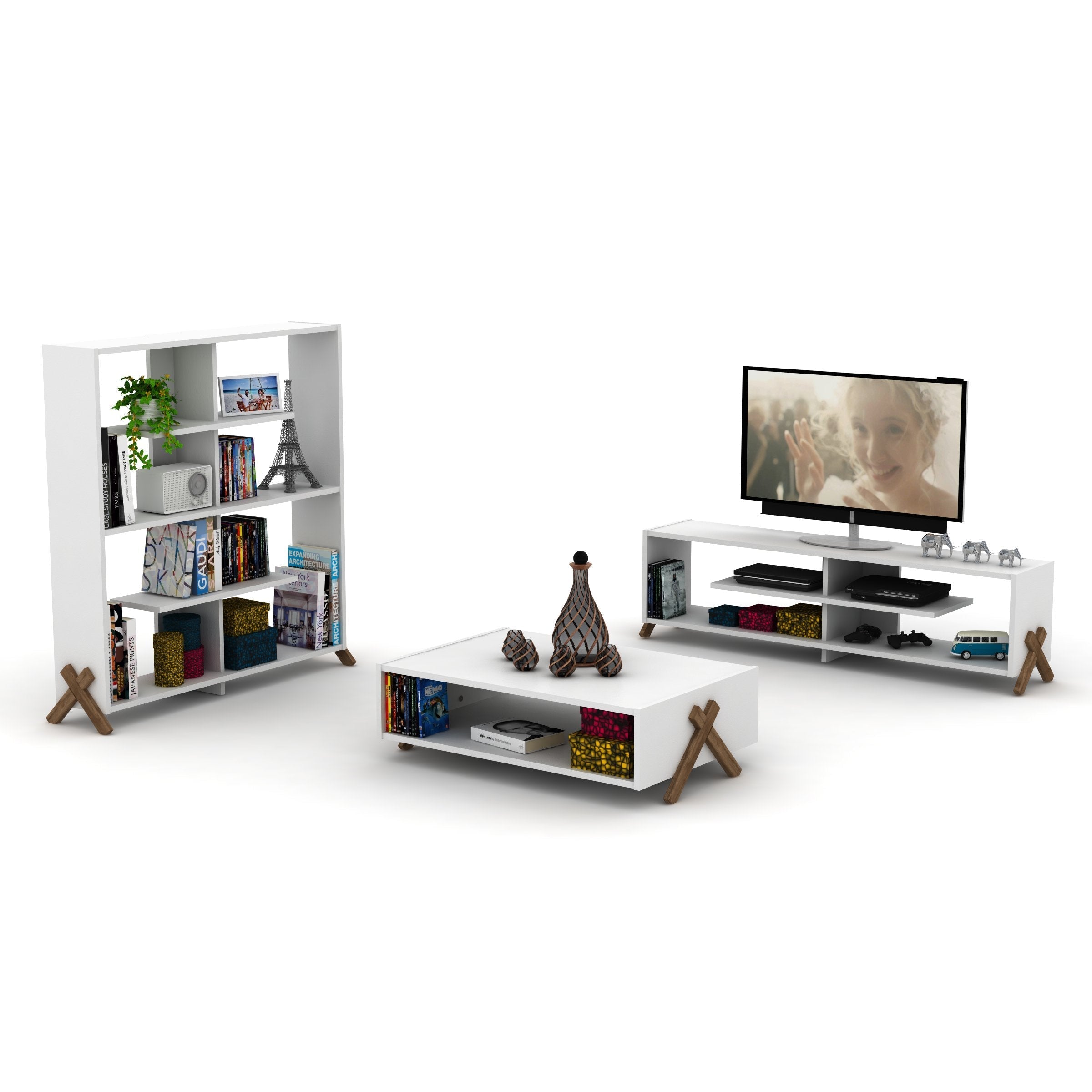 Home Canvas Furniture Trading LLC.Kipp TV Unit - Yellow/Walnut TV units 