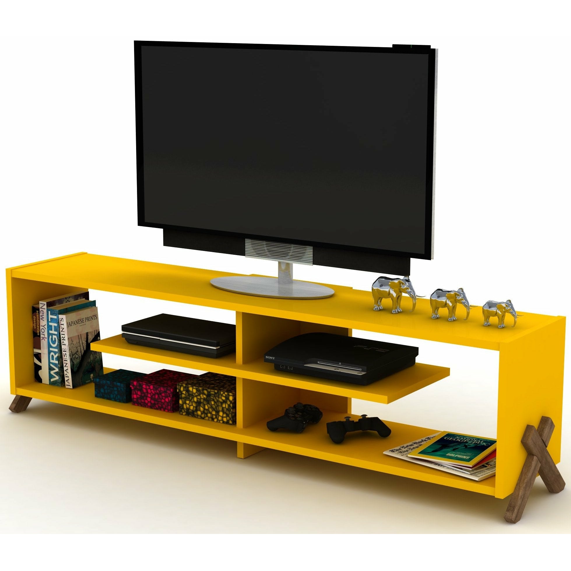 Home Canvas Furniture Trading LLC.Kipp TV Unit - Yellow/Walnut TV units 