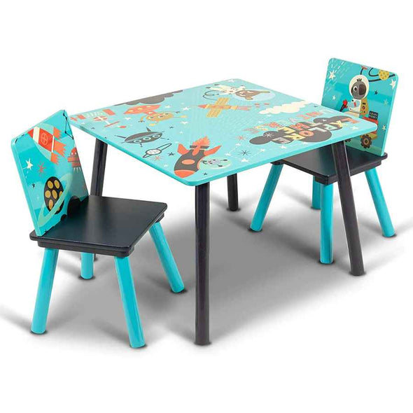 Home Canvas Furniture Trading LLC.Little Explorer Kids Wooden Table and Chair Set for Kids, Blue Table Chair 
