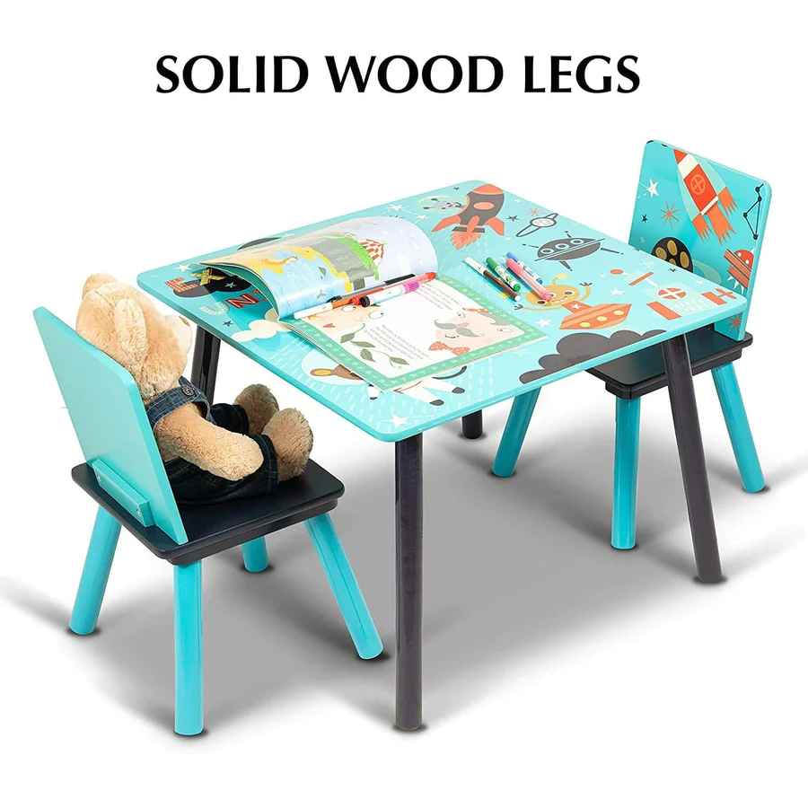 Home Canvas Furniture Trading LLC.Little Explorer Kids Wooden Table and Chair Set for Kids, Blue Table Chair 