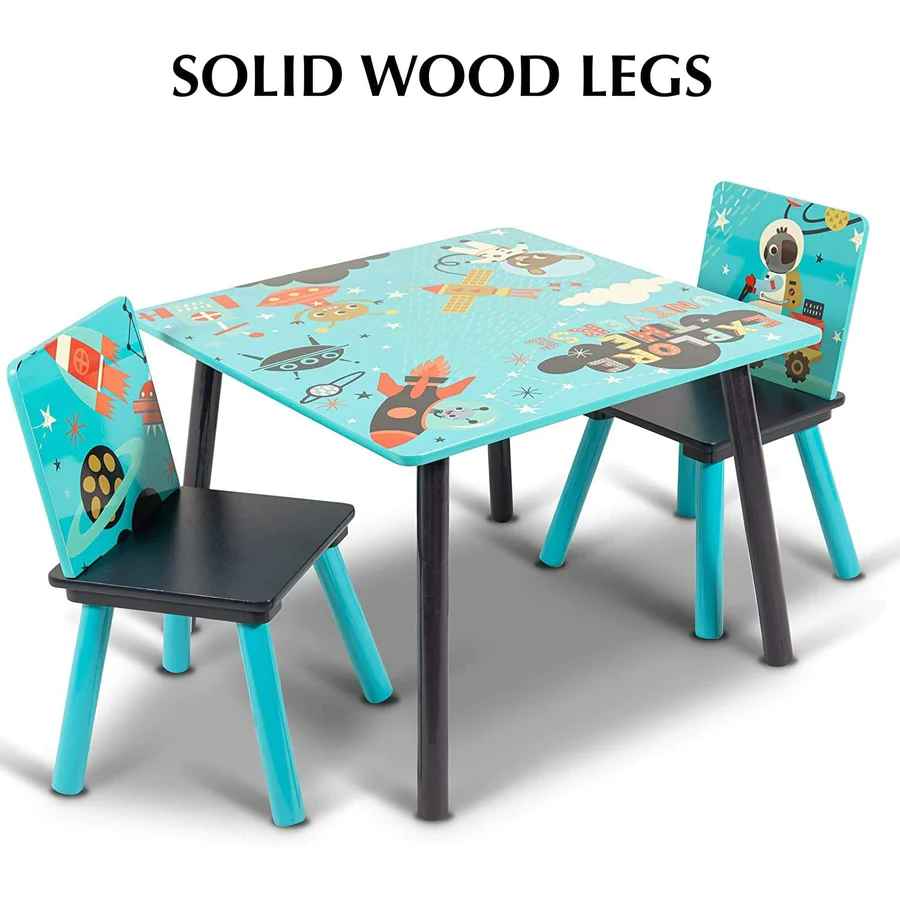 Home Canvas Furniture Trading LLC.Little Explorer Kids Wooden Table and Chair Set for Kids, Blue Table Chair 