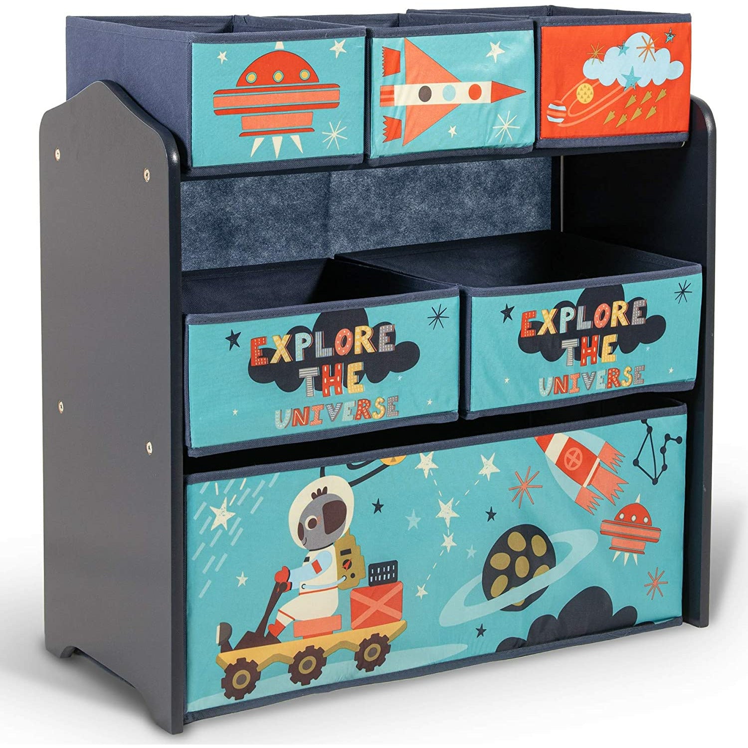 Home Canvas Furniture Trading LLC.Little Explorer Multi-Bin Toy Organizer with Storage Bins, Blue Storage 