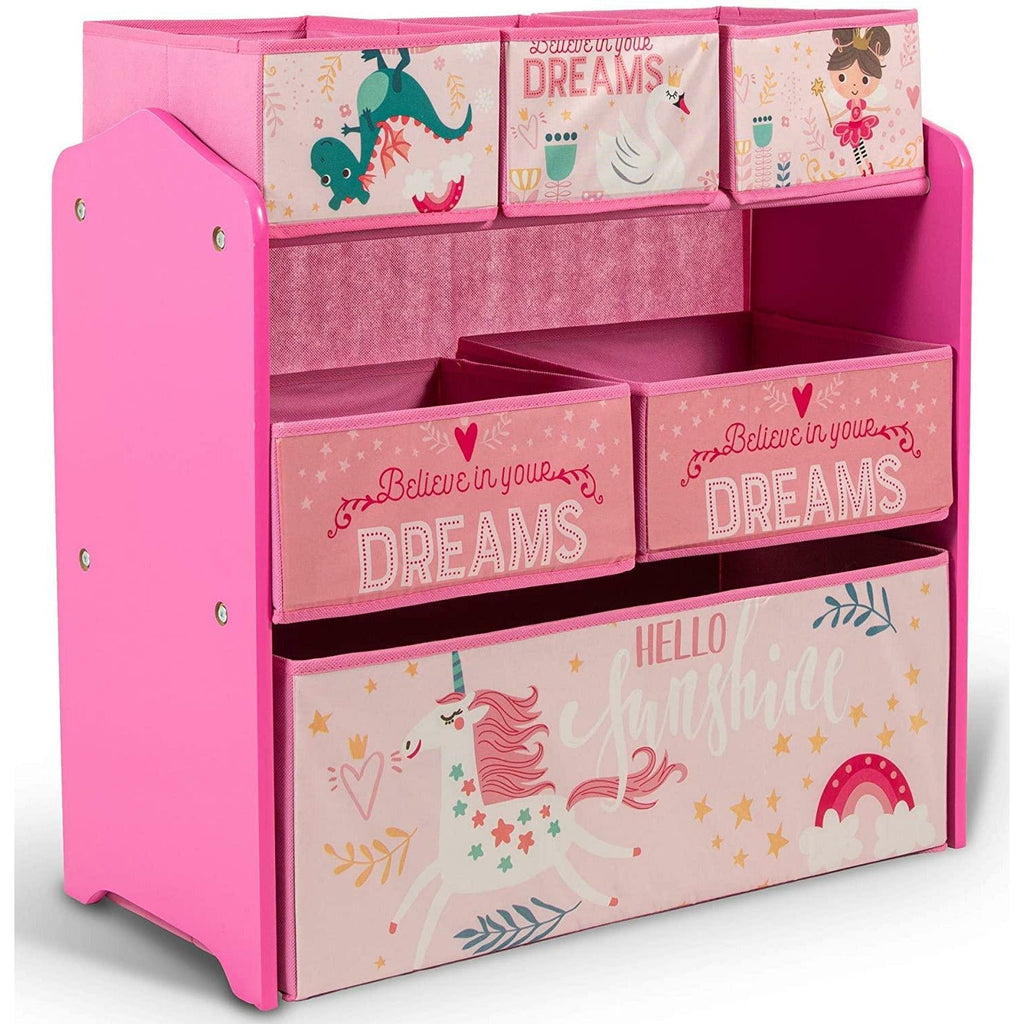 Home Canvas Furniture Trading LLC.Little Explorer Multi-Bin Toy Organizer with Storage Bins, Blue Storage Pink 
