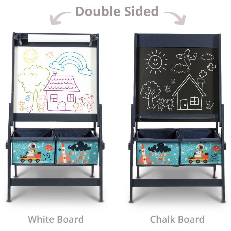 Home Canvas Furniture Trading LLC.Little Explorer Standing Art Easel Board Blue Storage 