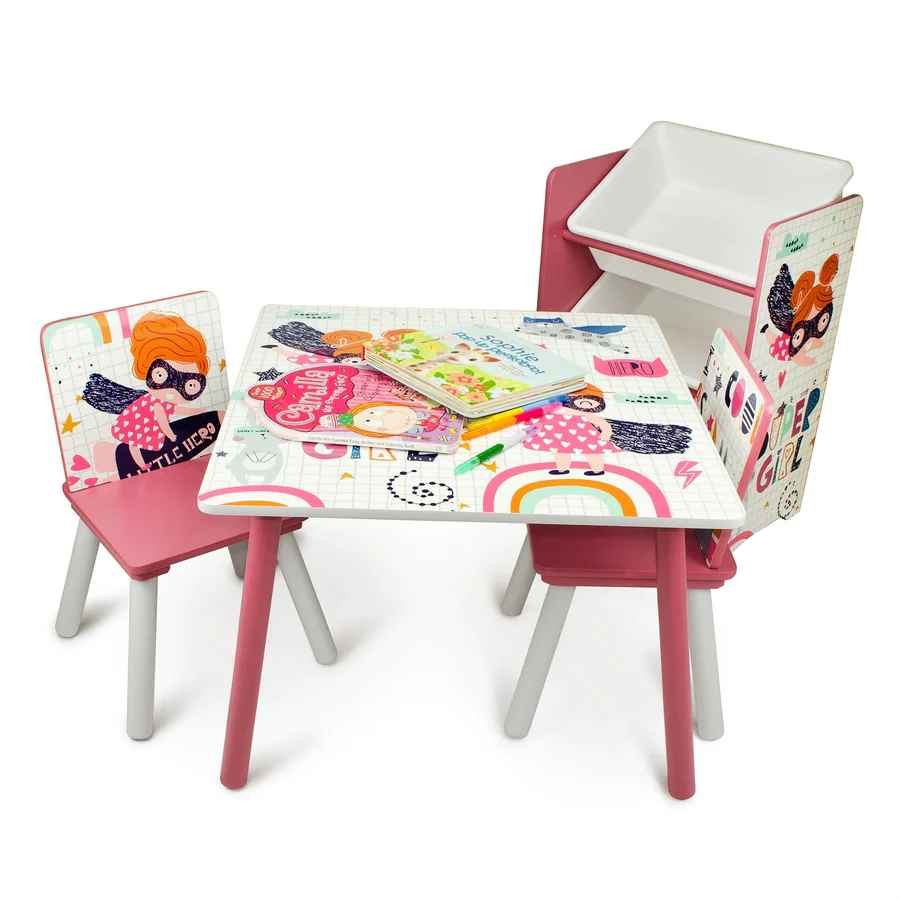 Home Canvas Furniture Trading LLC.Monster Table with Two Chair set - Multicolor Kids Furniture 