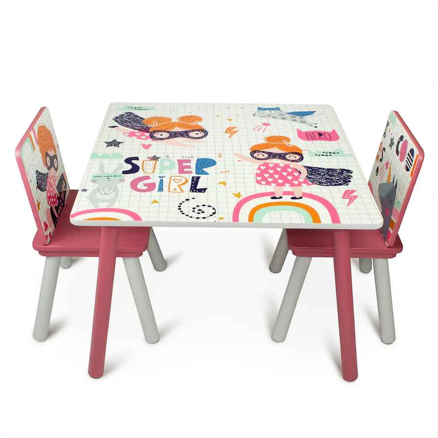 Home Canvas Furniture Trading LLC.Monster Table with Two Chair set - Multicolor Kids Furniture 