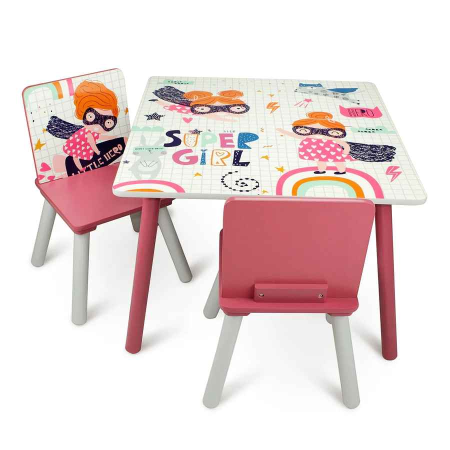 Home Canvas Furniture Trading LLC.Monster Table with Two Chair set - Multicolor Kids Furniture 