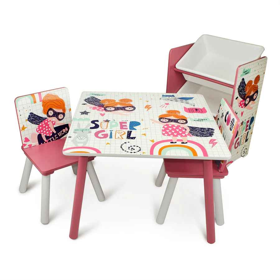 Home Canvas Furniture Trading LLC.Monster Table with Two Chair set - Multicolor Kids Furniture 