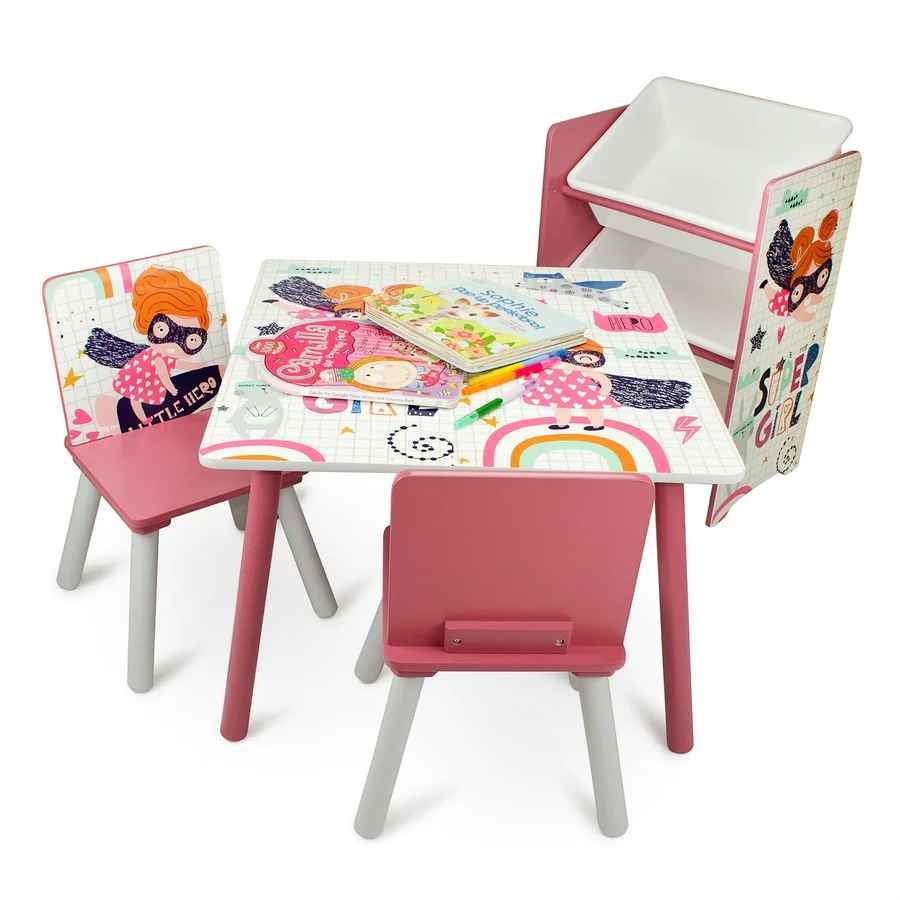 Home Canvas Furniture Trading LLC.Monster Table with Two Chair set - Multicolor Kids Furniture 