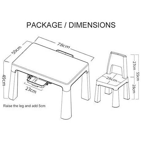 Home Canvas Furniture Trading LLC.Multi Functional Early Learning Study Table & Chair Set for Kids White-Grey Table Chair 