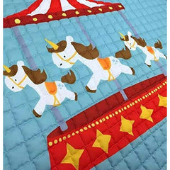 Home Canvas Furniture Trading LLC.Multipurpose Kids Area Rugs Cartoon Animal Carousel Pattern Round Portable Play Mat Large Rugs 