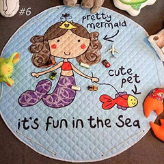 Home Canvas Furniture Trading LLC.Multipurpose Kids Area Rugs Mermaid Pattern Round Portable Play Mat Large Rugs 