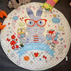 Home Canvas Furniture Trading LLC.Multipurpose Kids Area Rugs Mermaid Pattern Round Portable Play Mat Large Rugs Bunny 