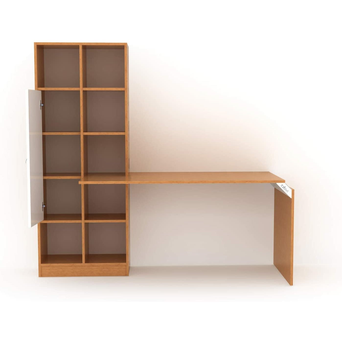 Home Canvas Furniture Trading LLC.Opus Computer Desk with storage and book case for Home Office, Teak color Desk 