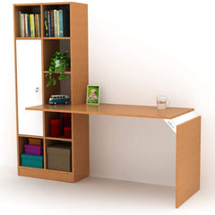 Home Canvas Furniture Trading LLC.Opus Computer Desk with storage and book case for Home Office, Teak color Desk 