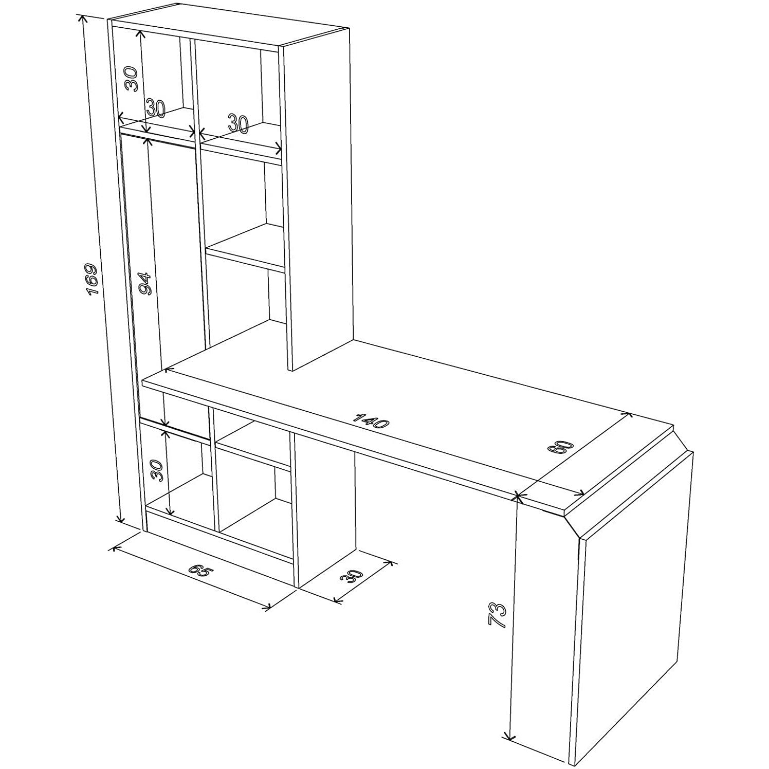 Home Canvas Furniture Trading LLC.Opus Computer Desk with storage and book case for Home Office, Teak color Desk 