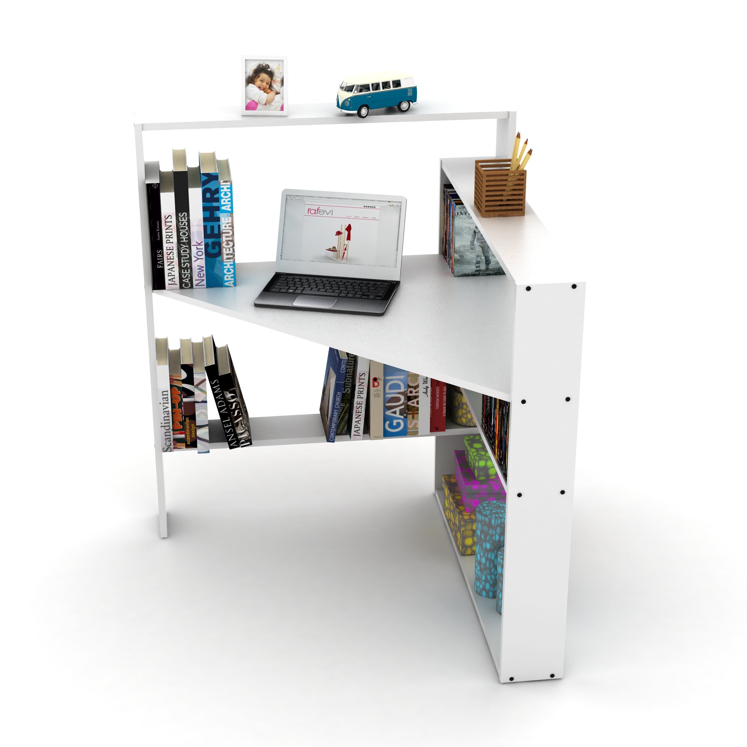 Home Canvas Furniture Trading LLC.Pisagor Corner Computer/ Desk Gaming / Office Desk -White Desk 