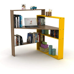 Home Canvas Furniture Trading LLC.Pisagor Corner Computer/ Desk Gaming / Office Desk -White Desk Wallnut-Yellow 