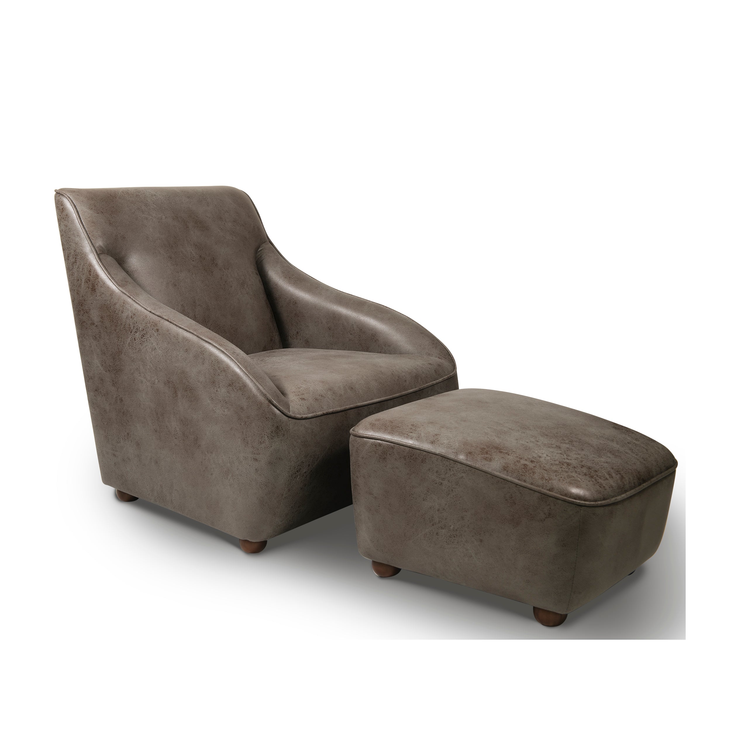 Home Canvas Furniture Trading LLC.Roxy Arm Chair With Ottoman - Brown Accent Chair 