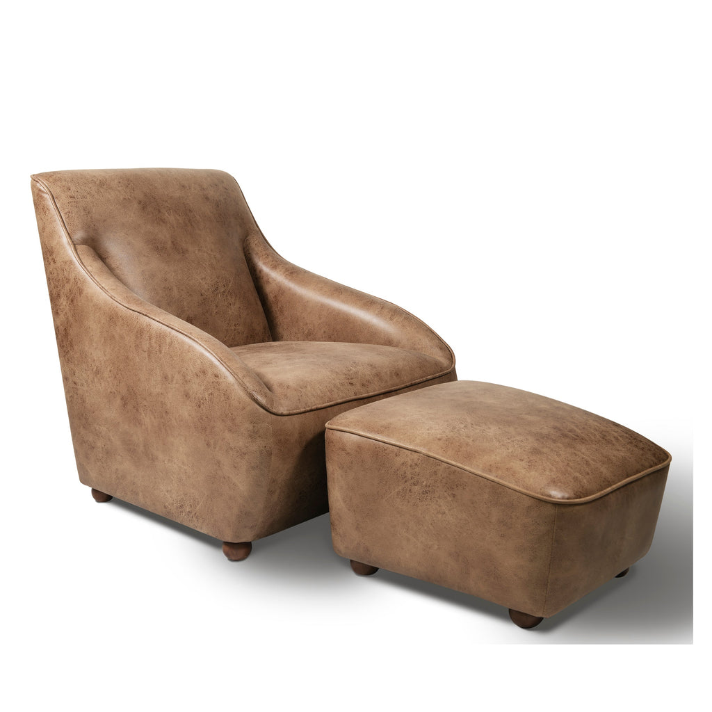 Home Canvas Furniture Trading LLC.Roxy Arm Chair With Ottoman - Brown Accent Chair 
