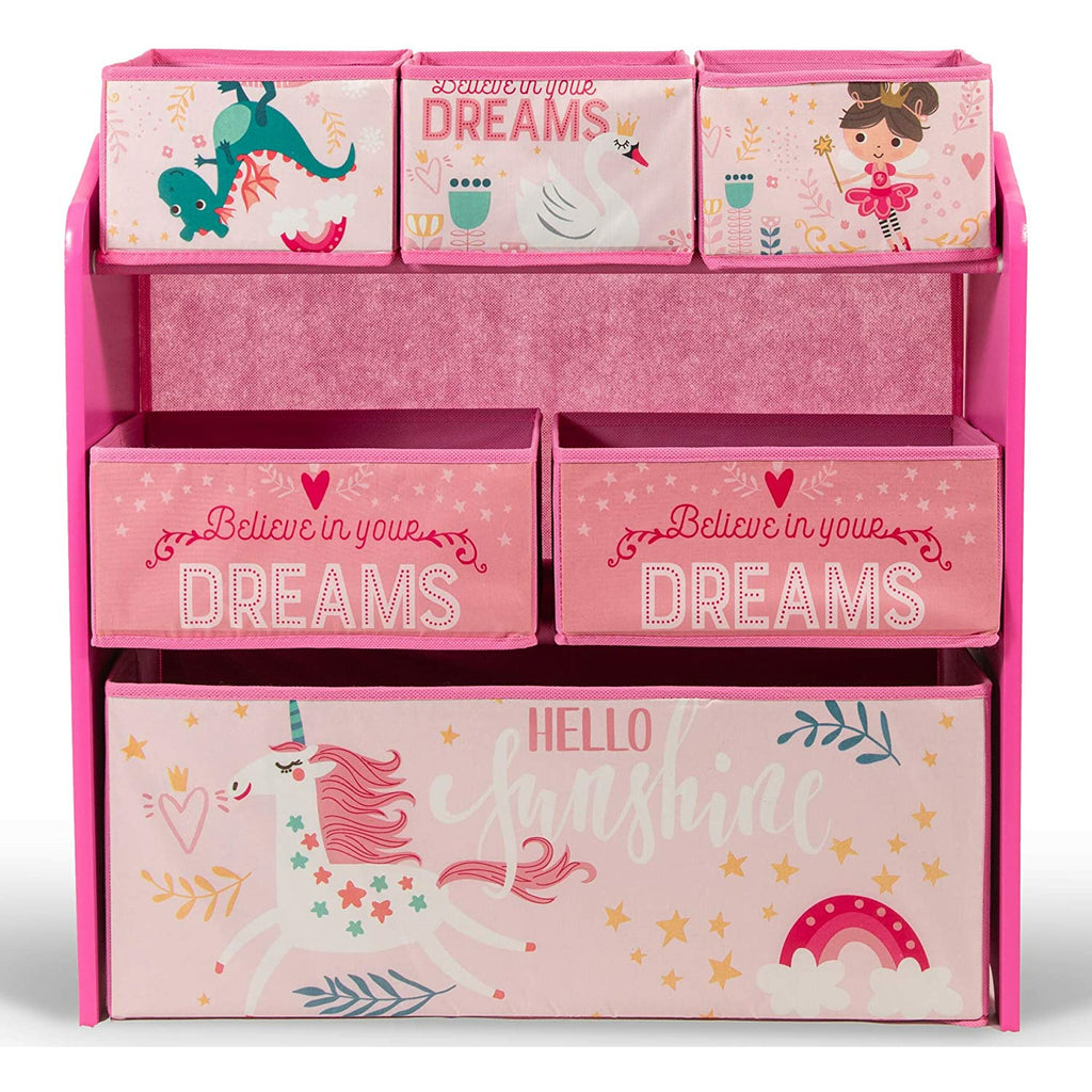 Home Canvas Furniture Trading LLC.Sunshine Unicorn Design Kids Multi-Bin Toy Organizer with Storage Bins, Pink Storage 