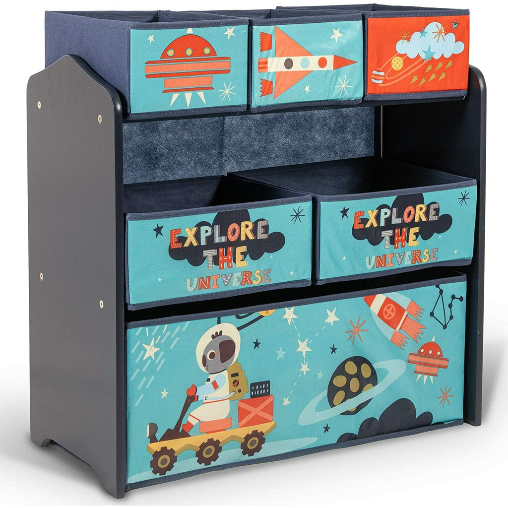 Home Canvas Furniture Trading LLC.Sunshine Unicorn Design Kids Multi-Bin Toy Organizer with Storage Bins, Pink Storage Blue 