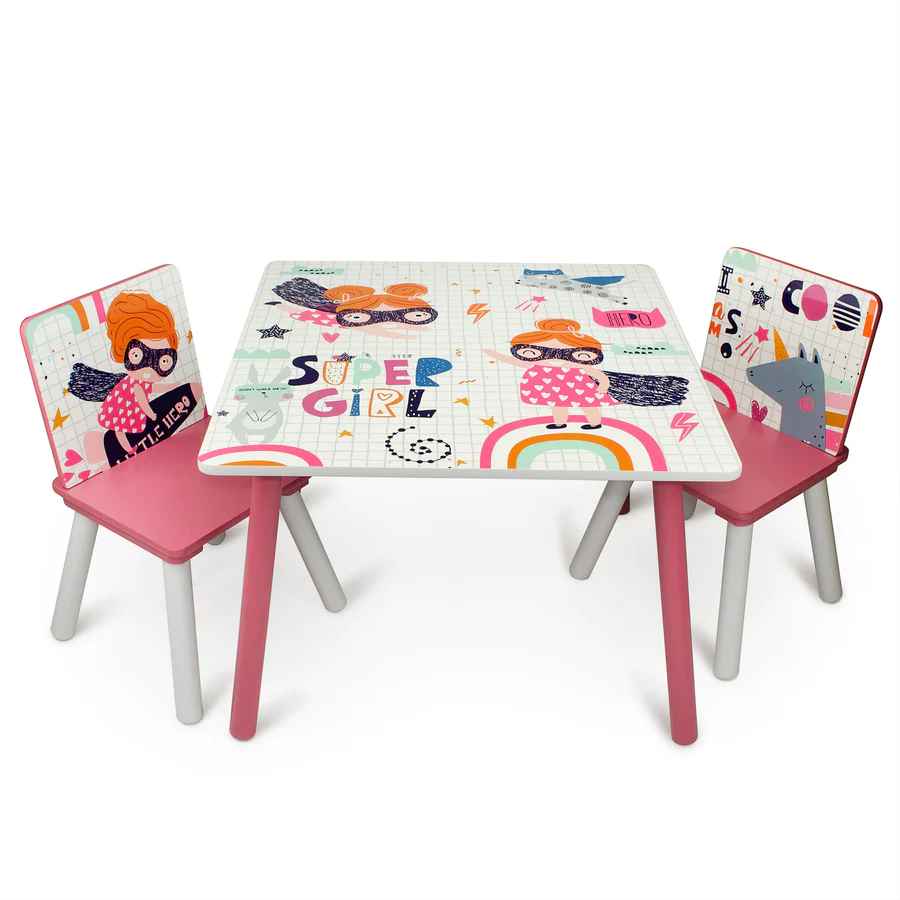 Home Canvas Furniture Trading LLC.Super Girl Kids Table And Chair Set Multicolor Kids Furniture 
