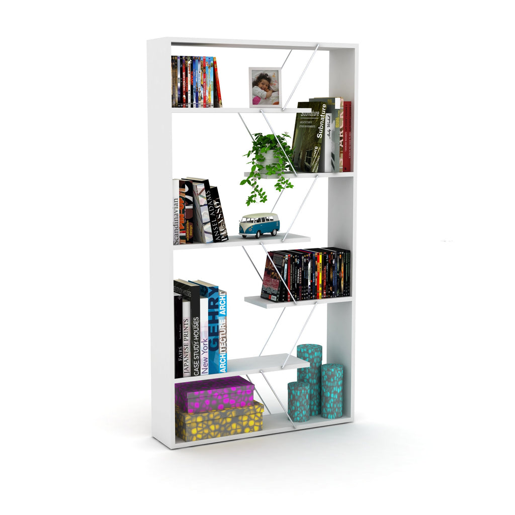 Home Canvas Furniture Trading LLC.Tars Book Shelf - Walnut/Chrome Book Shelf White/Chrome 