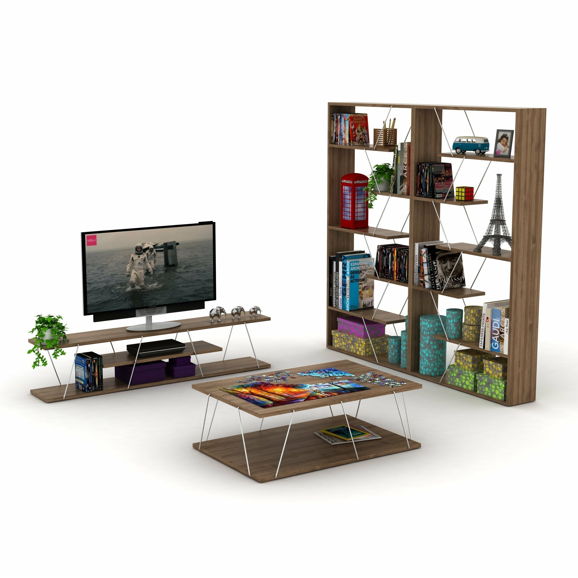Home Canvas Furniture Trading LLC.Tars Book Shelf - Walnut/Yellow Book Shelf 