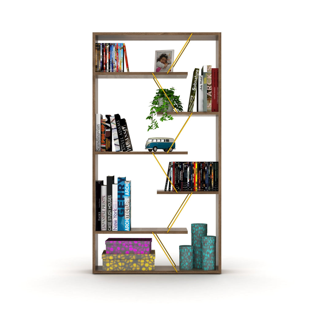 Home Canvas Furniture Trading LLC.Tars Book Shelf - Walnut/Yellow Book Shelf 