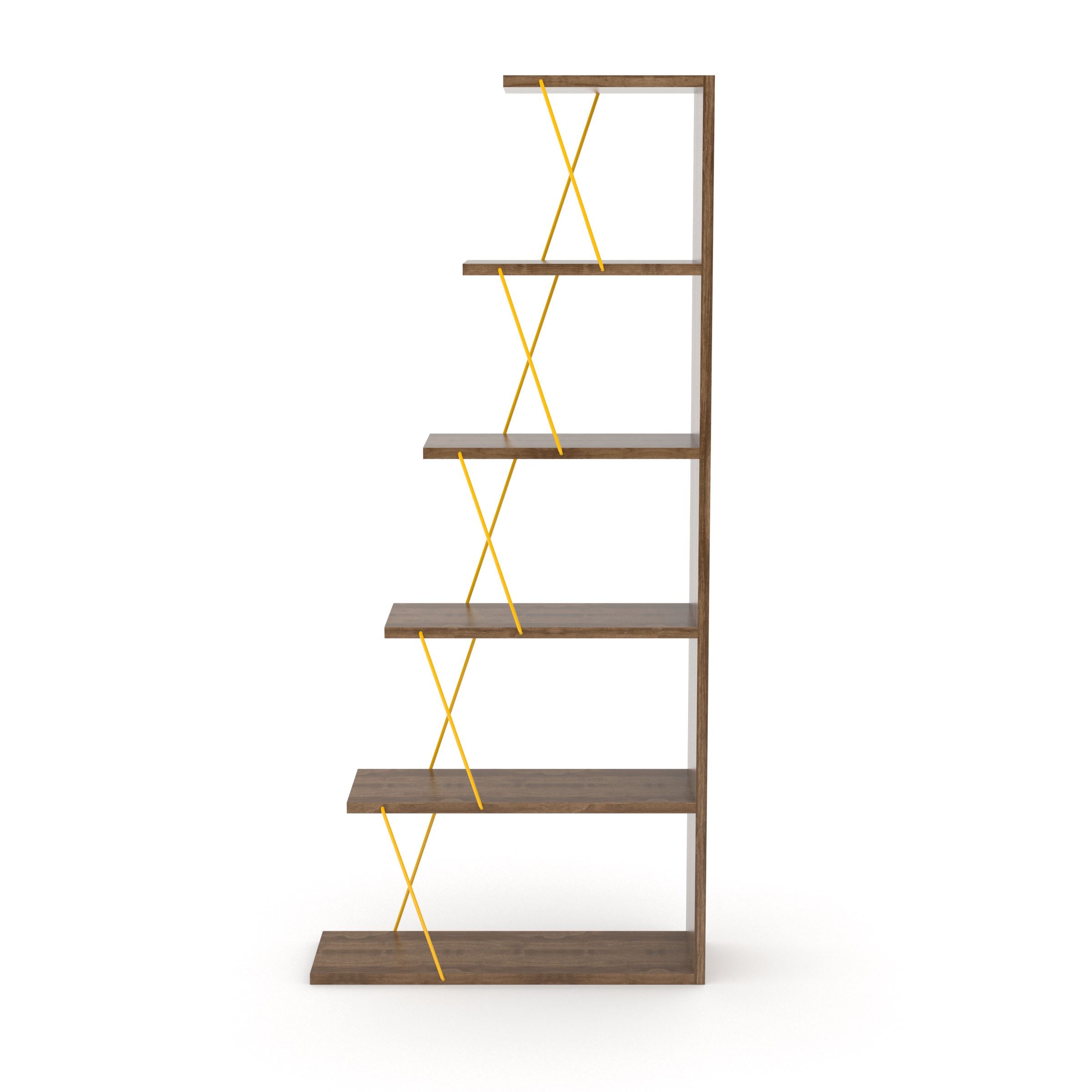 Home Canvas Furniture Trading LLC.Tars Mini Book Shelf - Walnut/Yellow Bookcase 
